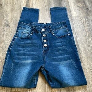 Shein Women’s High Rise Button Fly Distressed Skinny Jeans, size 4